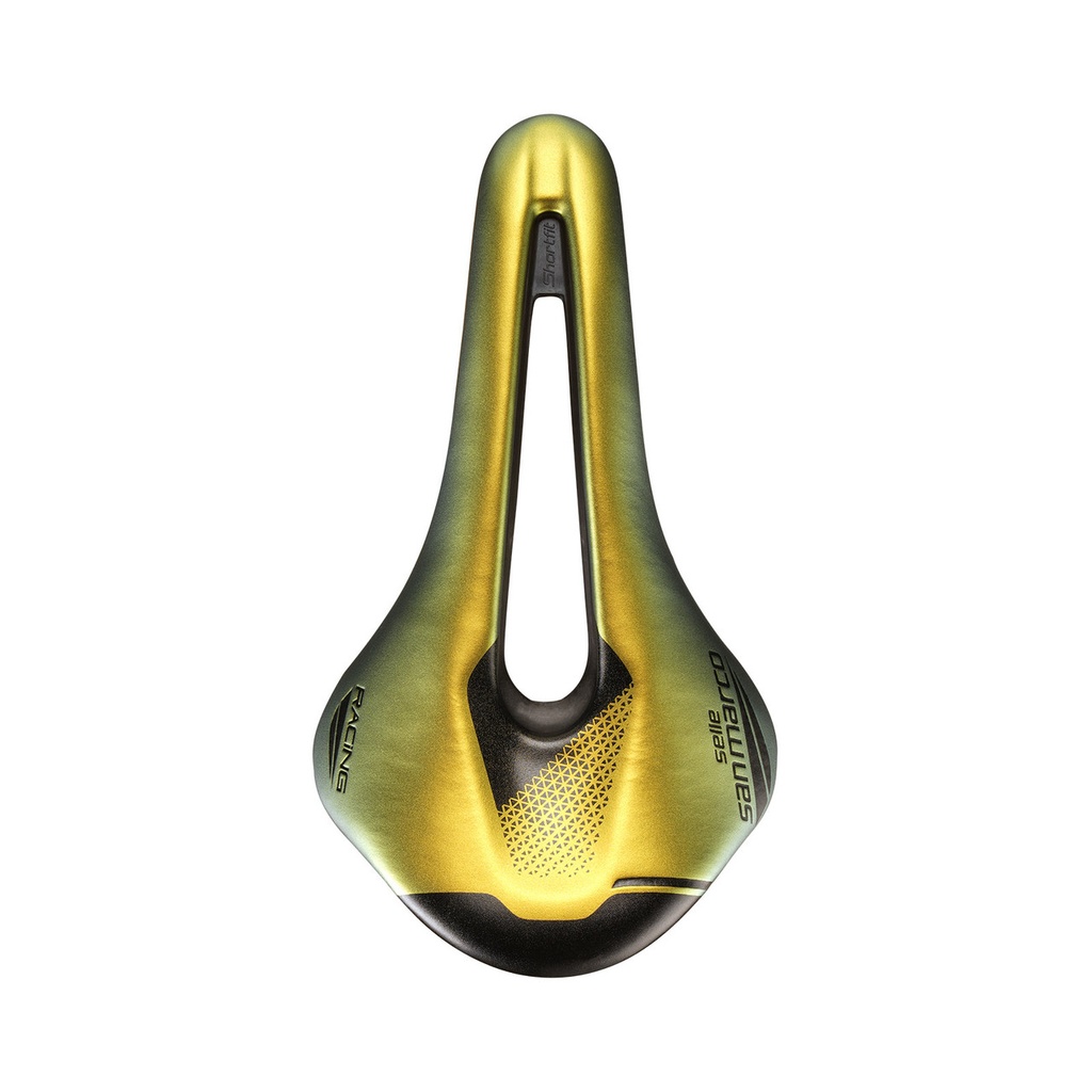 Selle San Marco Shortfit 2.0 Open-Fit Racing Iridescent Gold nyereg [155 mm, 255 mm]