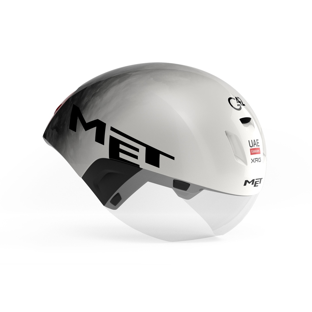 MET Codatronca UAE Team Edition 2025 kerékpáros sisak [fehér-szürke-piros, 52-56 cm (S)]