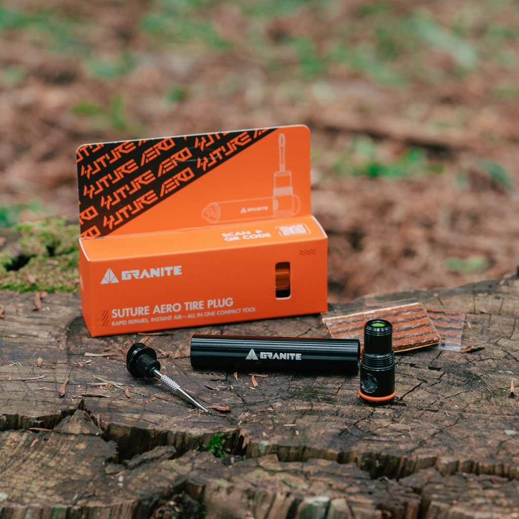 Granite Suture Aero tire plug tubeless defektjavító készlet Co2 töltőfejjel [narancssárga]