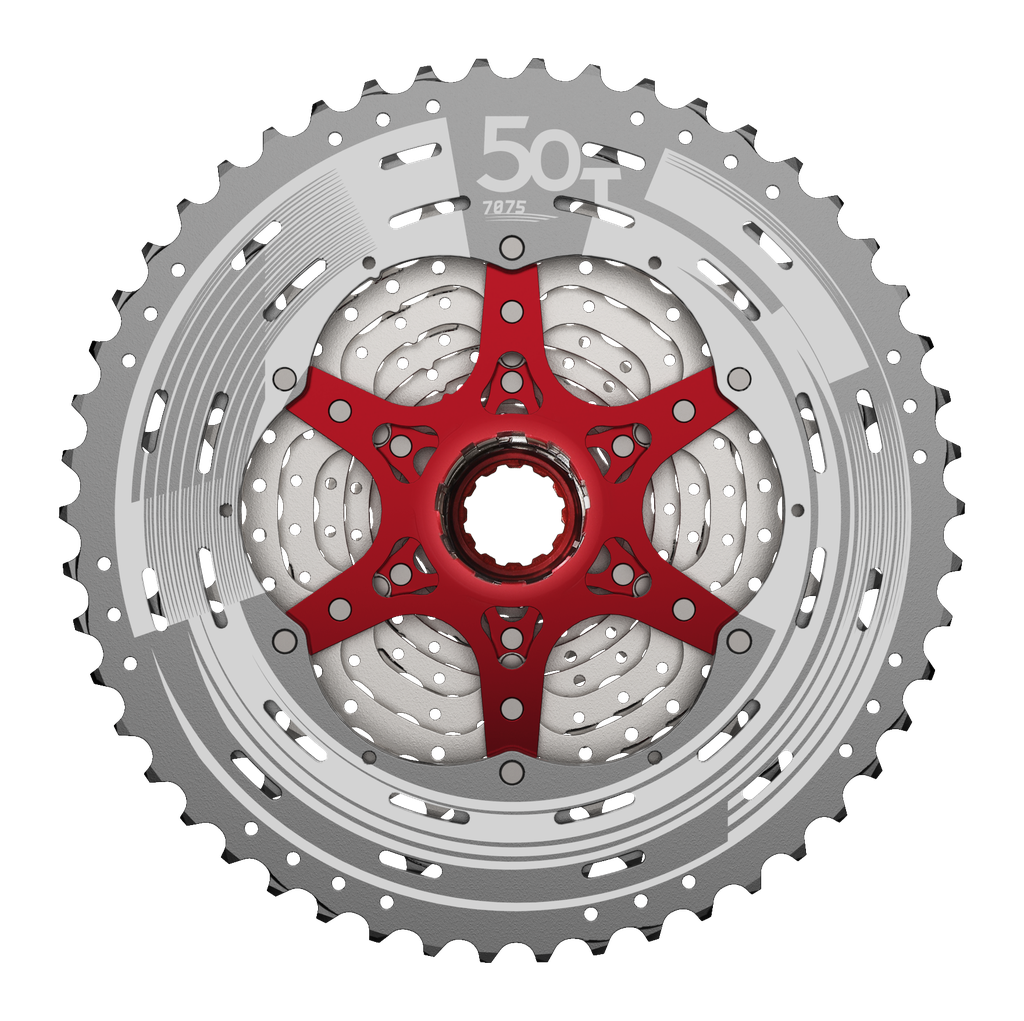 Sunrace CSMZ90 WA5 12 sebességes fogaskeréksor [ezüst-piros, 11-50]