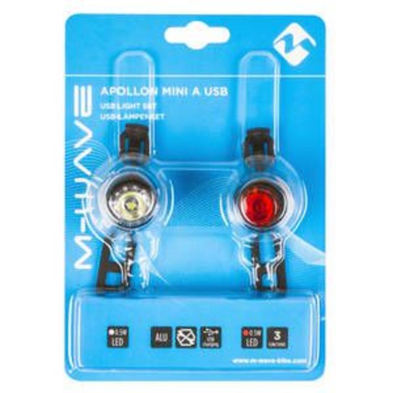 VILLOGO SZETT 'APOLLON MINI USB' ALU 0,5W M-WAVE LÁMPASZETT AKKUS 'APOLLON MINI USB' ALU