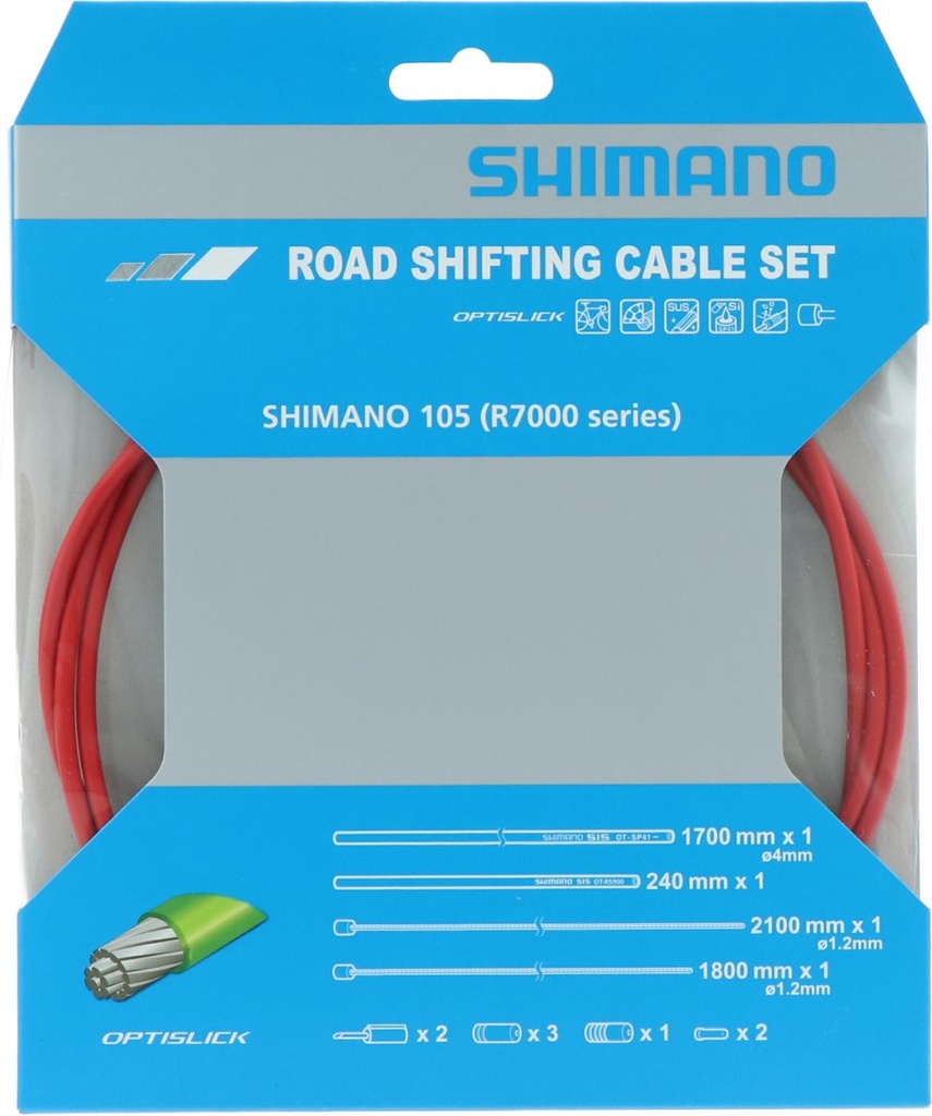 SHIMANO OPTISLICK SHIFT CABLE SET FOR R7000 (OT-RS900 IS INCLUDED) RED