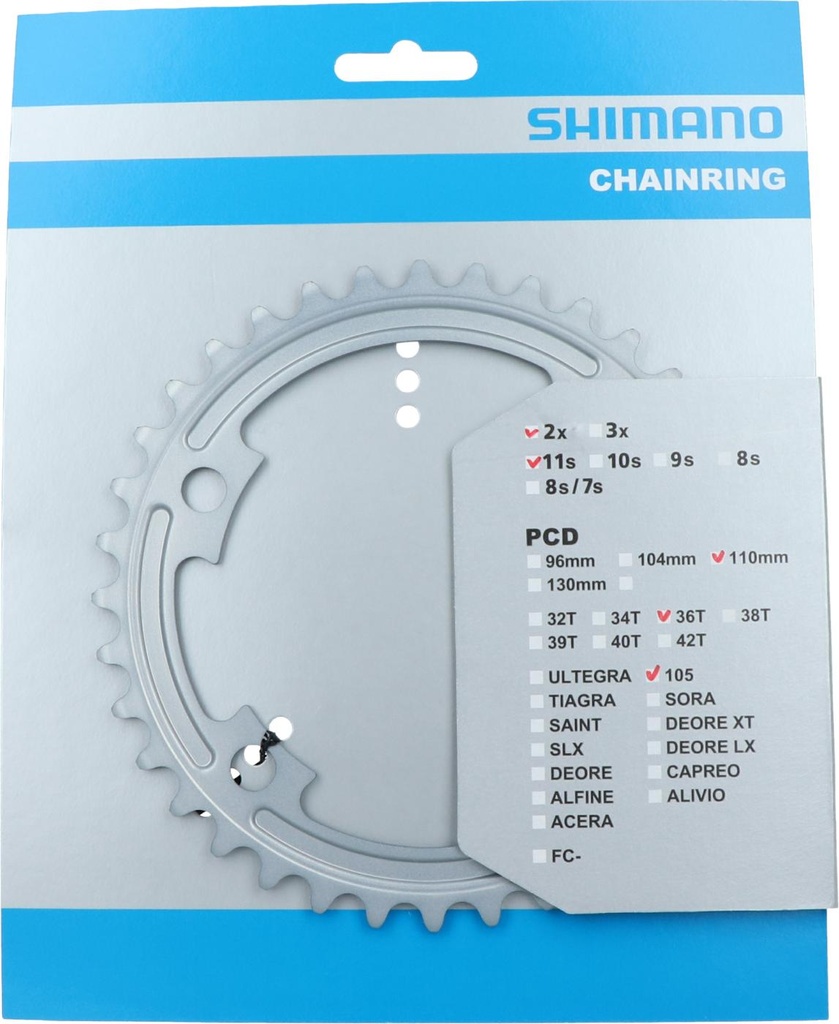 SHIMANO FC-5800S Chainring 36T-MB for 52-36T (Silver)