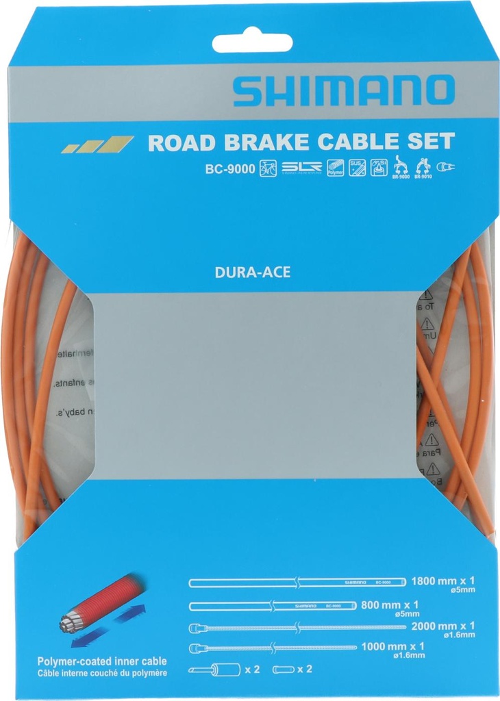 SHIMANO ROAD BRAKE CABLE SET POLYMER COATED ORANGE BC-9000