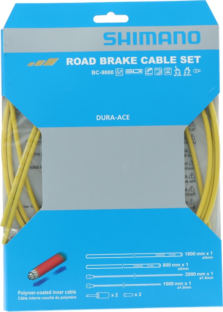 SHIMANO ROAD BRAKE CABLE SET POLYMER COATED YELLOW BC-9000