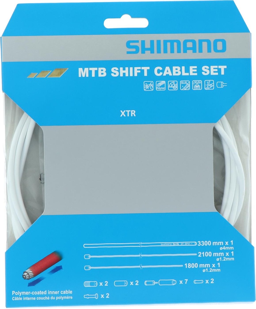 SHIMANO POLYMER COATED SHIFT CABLE SET WHITE FOR M9000 XTR