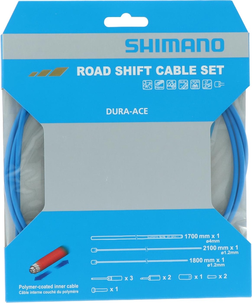 SHIMANO ROAD SHIFT CABLE SET POLYMER COATED BLUE