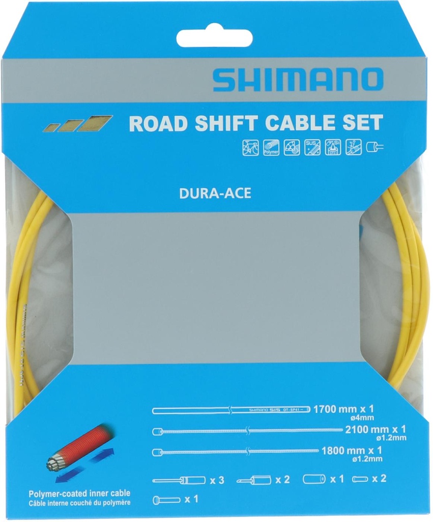 SHIMANO ROAD SHIFT CABLE SET POLYMER COATED YELLOW