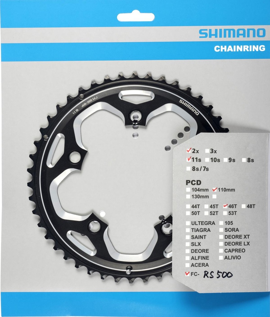 SHIMANO FC-RS500 CHAINRING 46T-MJ BLACK 110MM