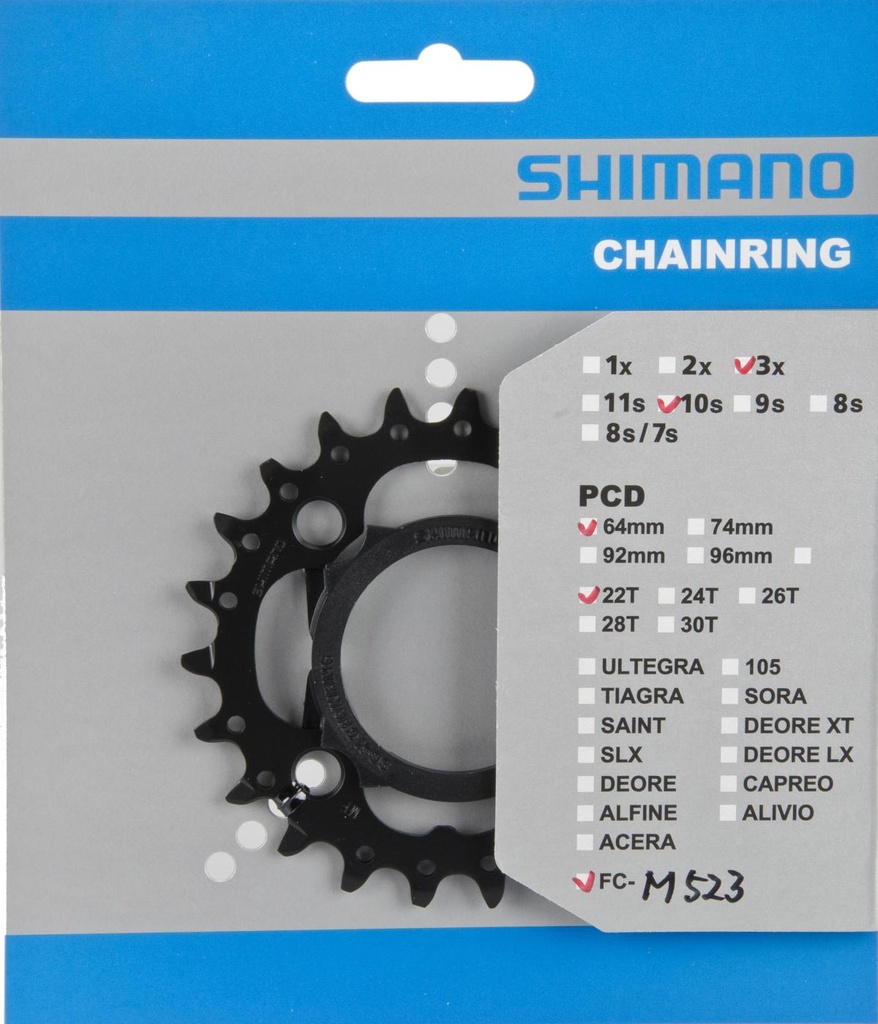 SHIMANO FC-M523 CHAINRING 22T-AN(BLACK) & CHAIN PROTECTOR