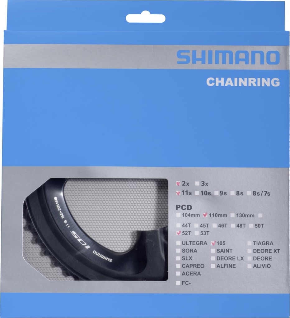 SHIMANO FC-5800L Chainring 52T-MB for 52-36T (Black)