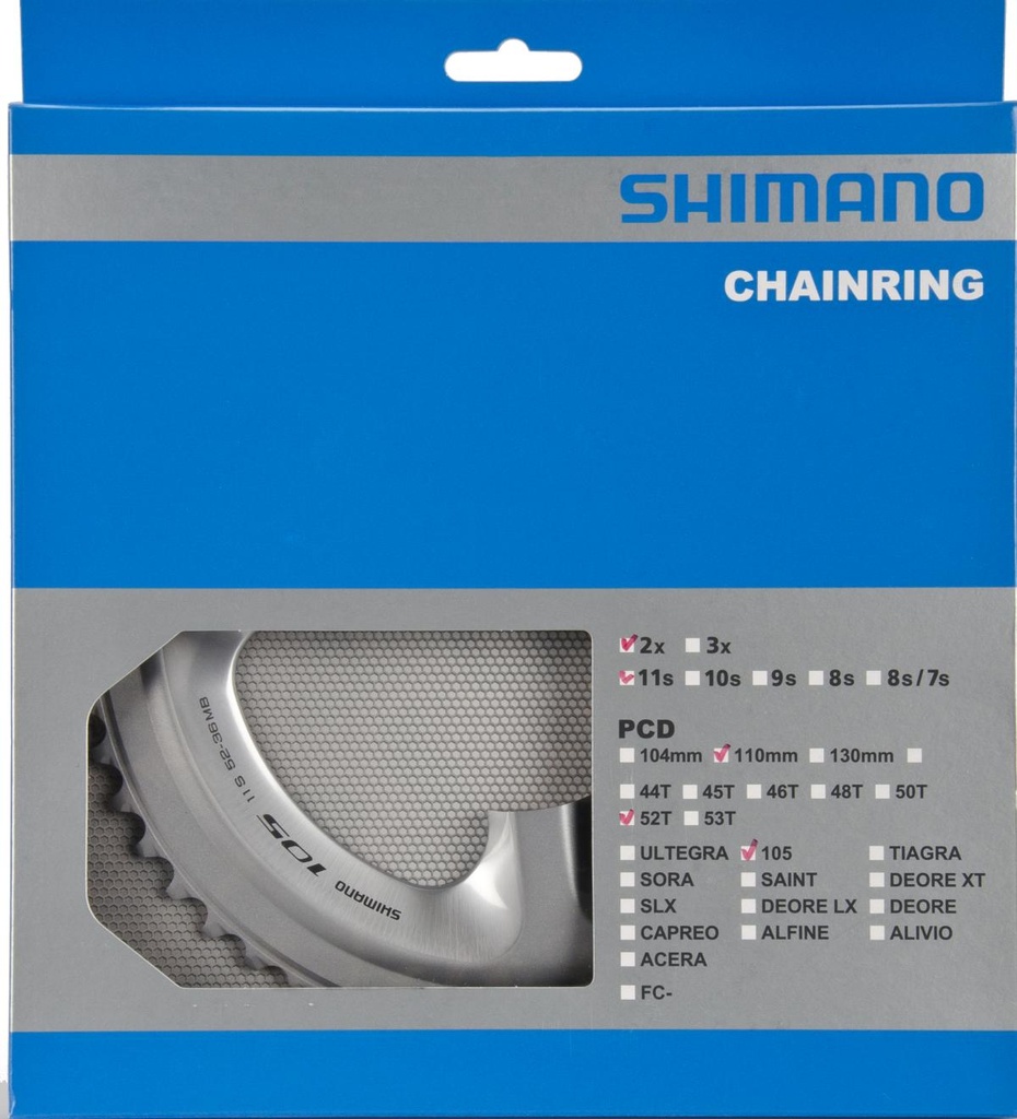 SHIMANO FC-5800S Chainring 52T-MB for 52-36T (Silver)