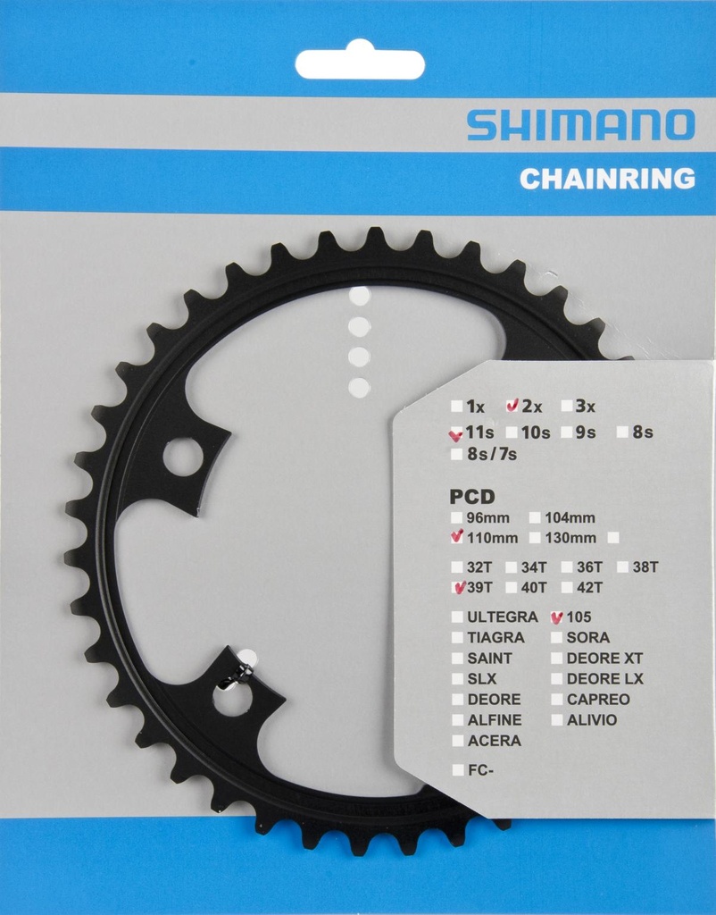 SHIMANO FC-5800L Chainring 39T-MD for 53-39T (Black)