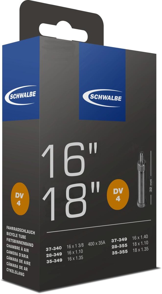 BELSŐ SCHWALBE 16 DV4 16x1.3/8 1,10-1,40 32MM 85g {25/7}