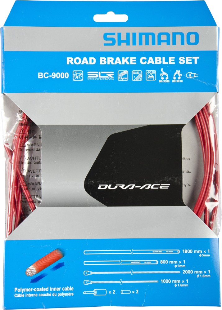 SHIMANO ROAD BRAKE CABLE SET POLYMER COATED RED BC-9000