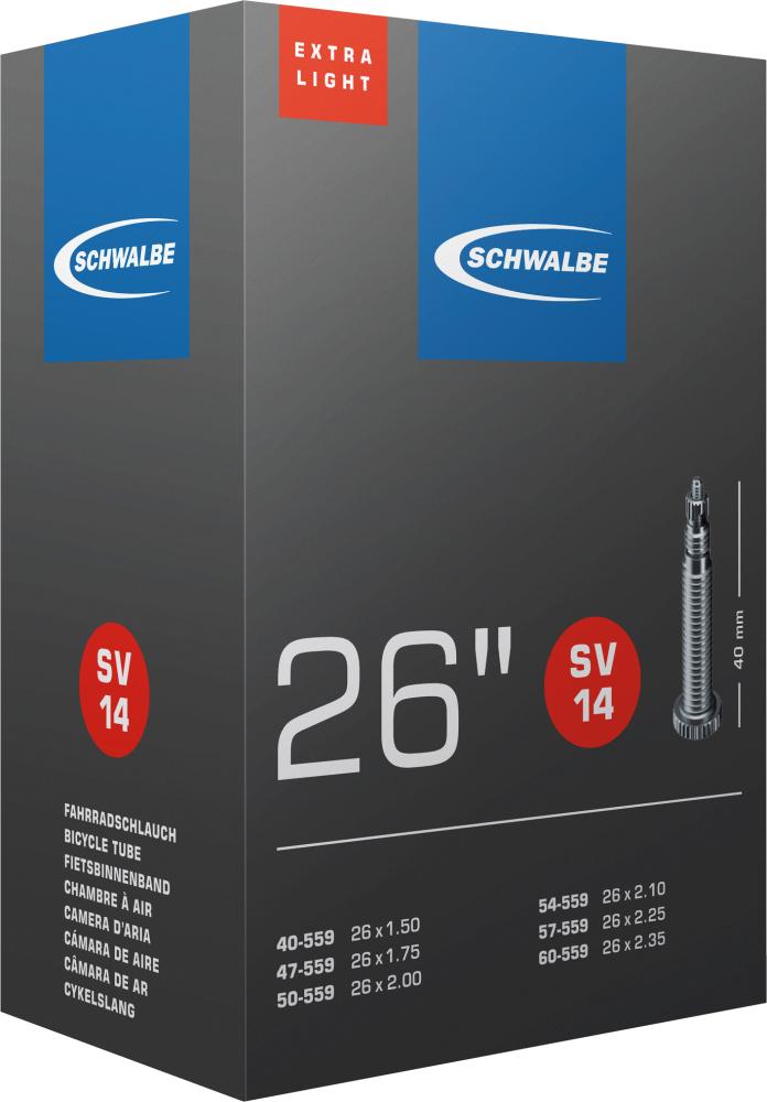 BELSŐ SCHWALBE 26 SV14 26x1,50-2,35 EXTRA LIGHT 40MM 130g {25/7}