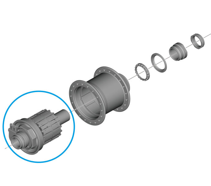 SHIMANO DH-UR708-3D INTERNAL ASSEMBLY SILVER