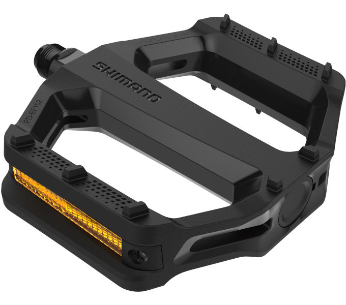 SHIMANO PEDAL, PD-EF102, W/REFLECTOR, BLACK, IND.PACK
