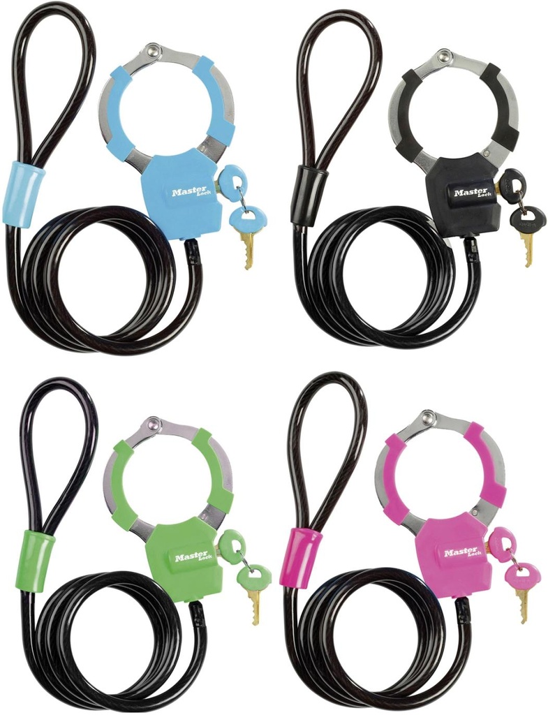 MASTERLOCK Schellen-Schloss mit Kabel / 8275  4er-Pack color