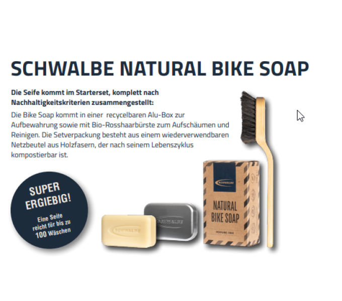 SZAPPAN SCHWALBE NATURAL BIKE SOAP SZETT(DOBOZ, SZAPPAN, KEFE)