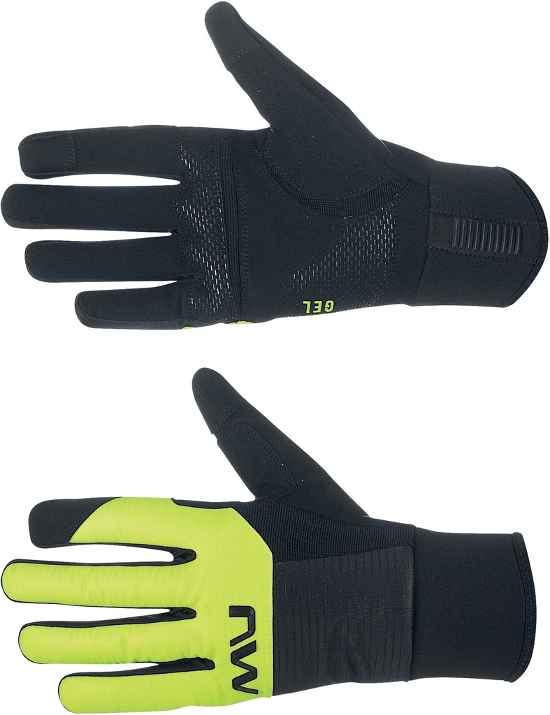 Kesztyű NORTHWAVE téli FAST GEL hosszú, fekete/fluo sárga