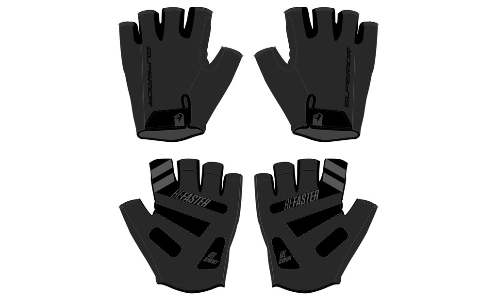 Superior Race SF nyári rövid ujjú kerékpáros kesztyű [fekete, XL]