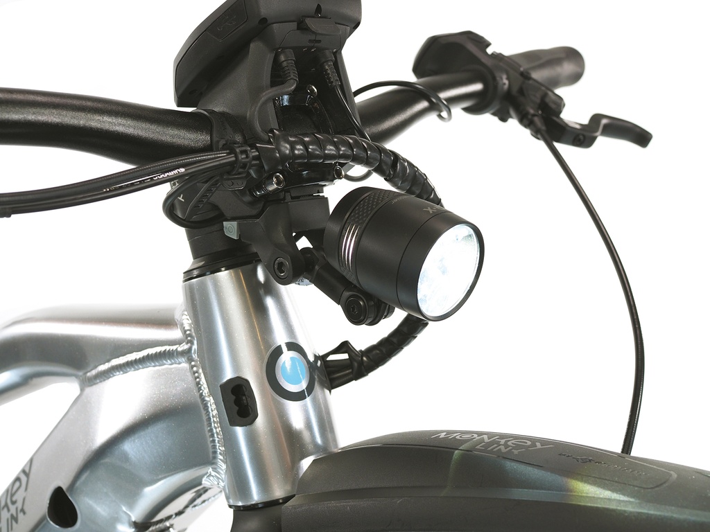 MonkeyLink Busch&Müller Lumotec IQ-X 150 Lux Connect első lámpa ebike akkumulátorhoz [fekete]