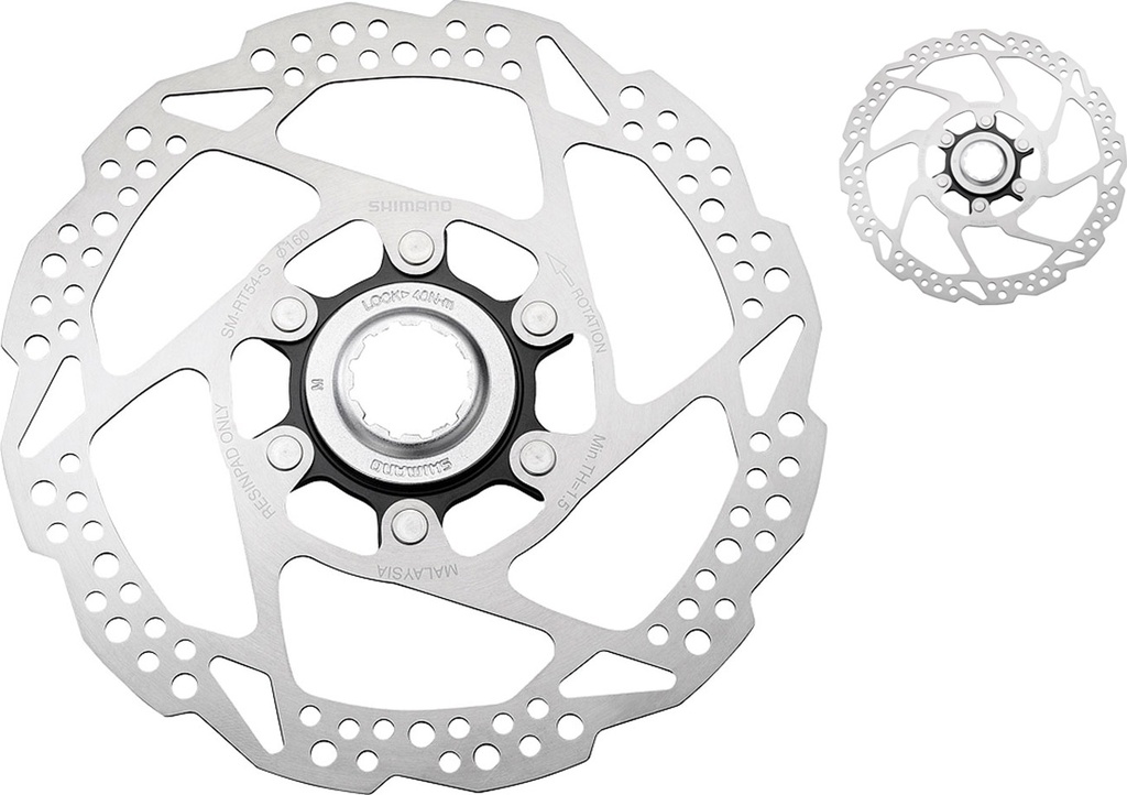 SHIMANO ROTOR FOR DISC BRAKE, SM-RT54, S 160MM, W/LOCK RING(INTERNAL SPLINE, BLA
