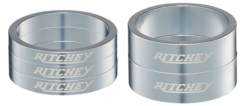 Kormánycsapágy hézagoló RITCHEY CLASSIC Silver 3x5 mm + 2x10 mm / csomag