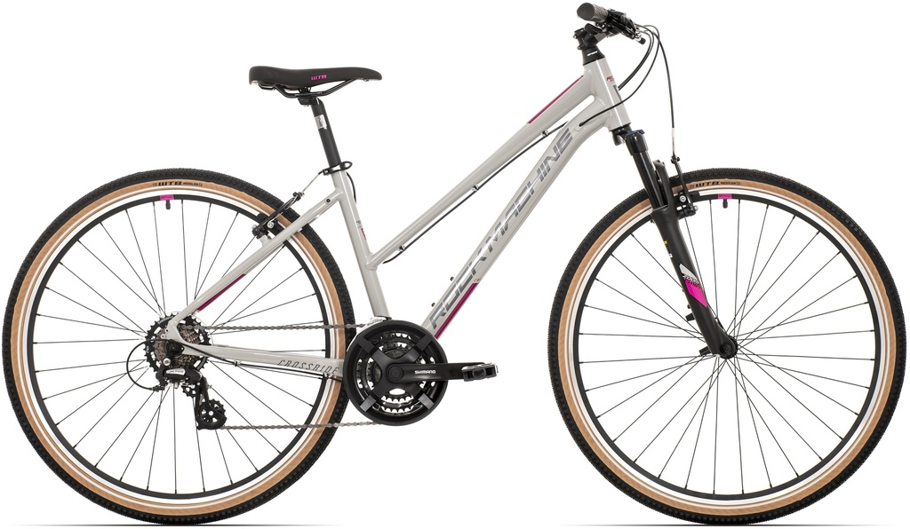 Rock Machine Crossride 100 Lady cross kerékpár [19" (L), fényes világosszürke/szürke/pink]