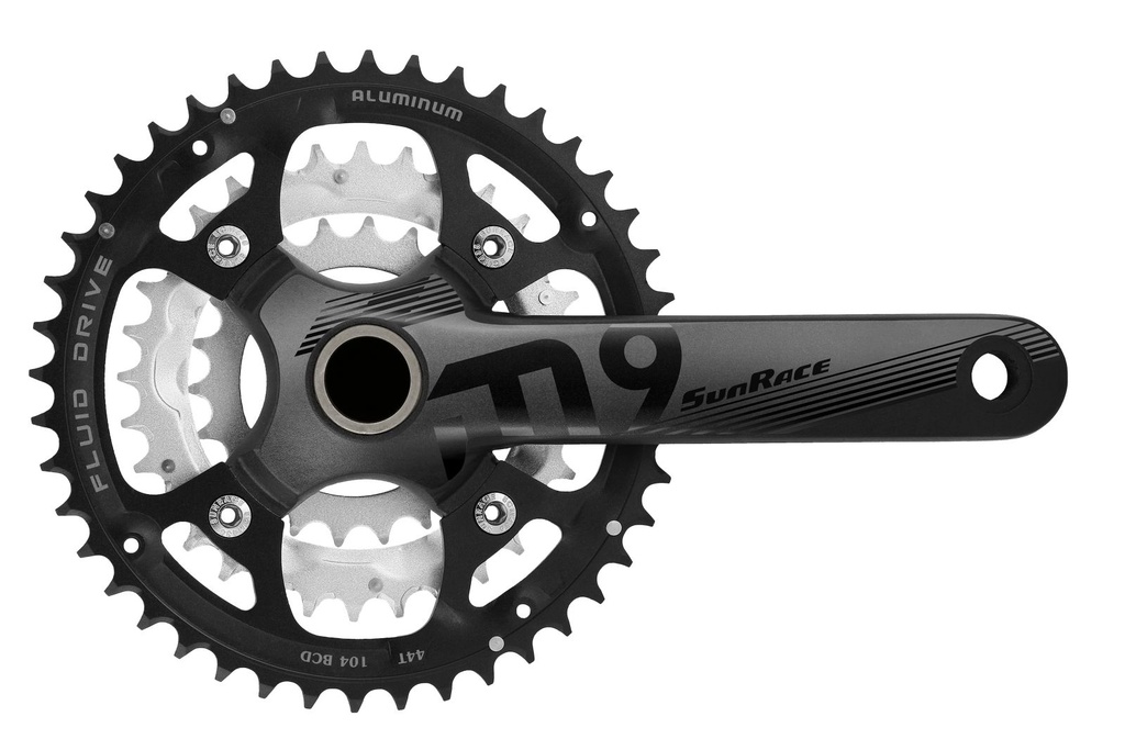 Sunrace FCM954 integrált MTB hajtómű középcsapággyal [fekete, 44/32/22]