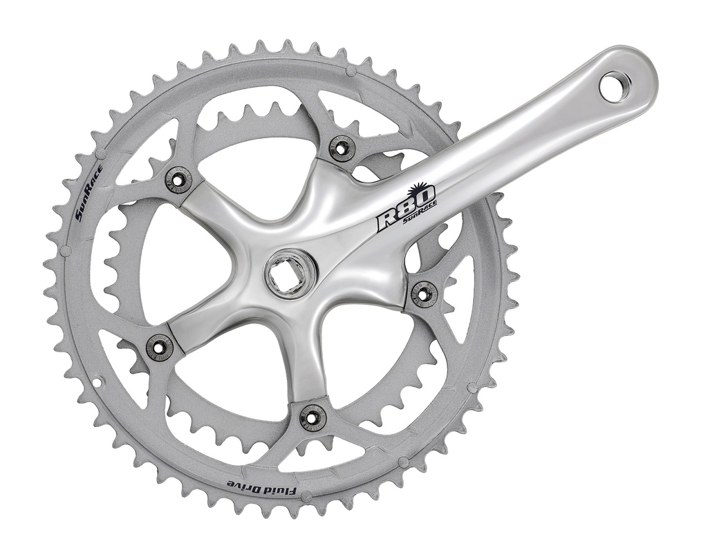Sunrace FCR8183 170mm 53/39T országúti (+52/42T) négyszögtengelyes hajtómű [ezüst, 53/39, 170 mm]