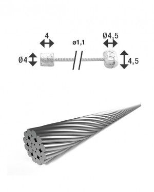 Bowden váltó 19szálas rozsdam.1,25x2250mm 4x4 és 4,5x4,5 niplivel SH-X15