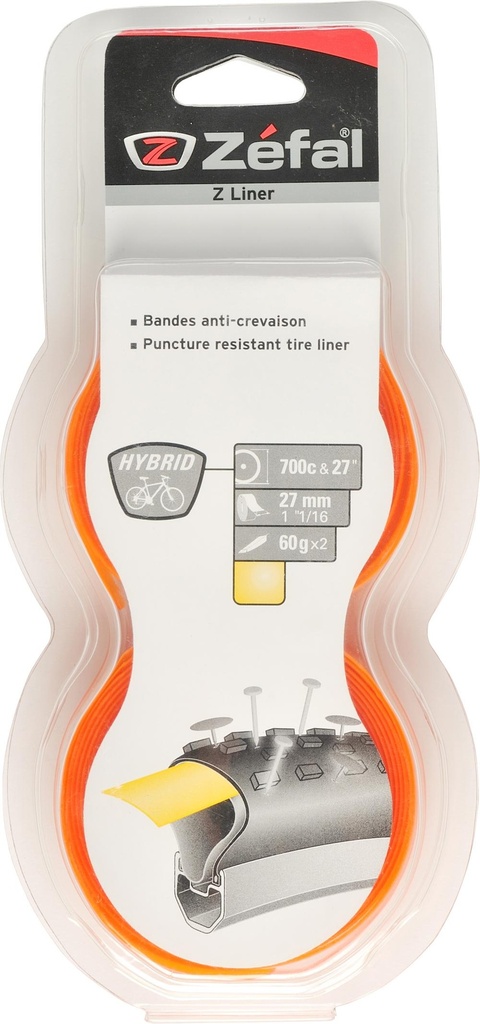 DEFEKTGÁTLÓ SZALAG ZEFAL Z-LINER HYBRID 28"ES 700C 27MM SÁRGA 2DB 2X60G{4/4}