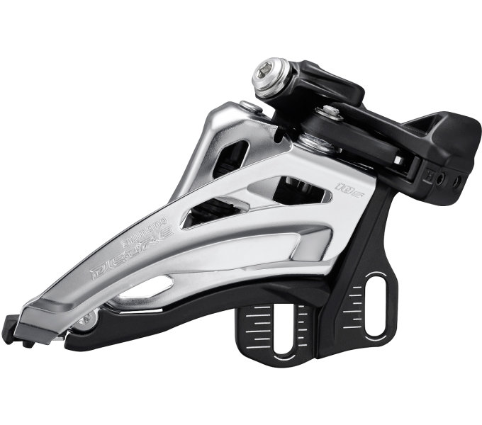 SHIMANO FRONT DERAILLEUR, FD-M4100-E, DEORE, FOR 2X10, SIDE SWING, FRONT-PULL, E