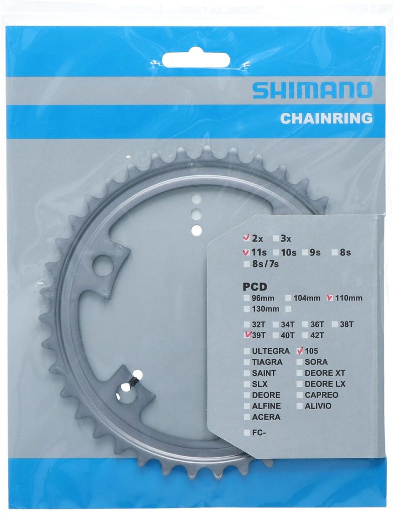 SHIMANO FC-R7000 CHAINRING 39T-MW (SILVER) FOR 53-39T