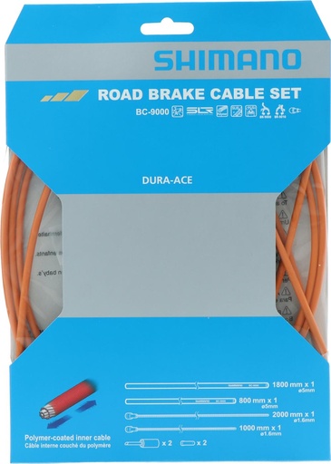 [#PL-Y8YZ98080] SHIMANO ROAD BRAKE CABLE SET POLYMER COATED ORANGE BC-9000