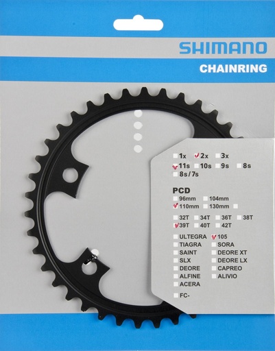 [#PL-Y1PH39000] SHIMANO FC-5800L Chainring 39T-MD for 53-39T (Black)