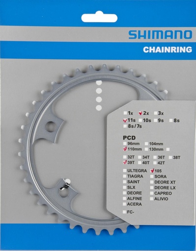 [#PL-Y1PH39010] SHIMANO FC-5800S Chainring 39T-MD for 53-39T (Silver)