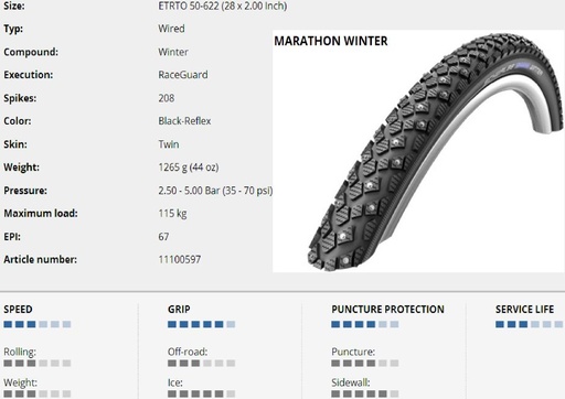 [#PL-11100597.01] KÜLSŐ 622-50(28x2,00) MARATHON WINTER PLUS PERF HS396 SG WiC REF TW 1265g {25/7}