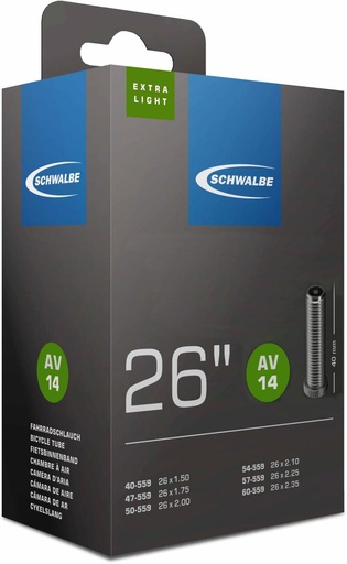 [#PL-10424340] BELSŐ SCHWALBE 26 AV14 26x1,50-2,35 EXTRA LIGHT 40MM 130g {25/7}