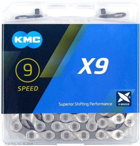 [#BF-X9GRAY] Lánc KMC X9 szürke 1/2x1/128 114L