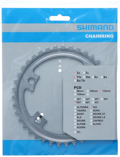 [#PL-Y1WV39010] SHIMANO FC-R7000 CHAINRING 39T-MW (SILVER) FOR 53-39T